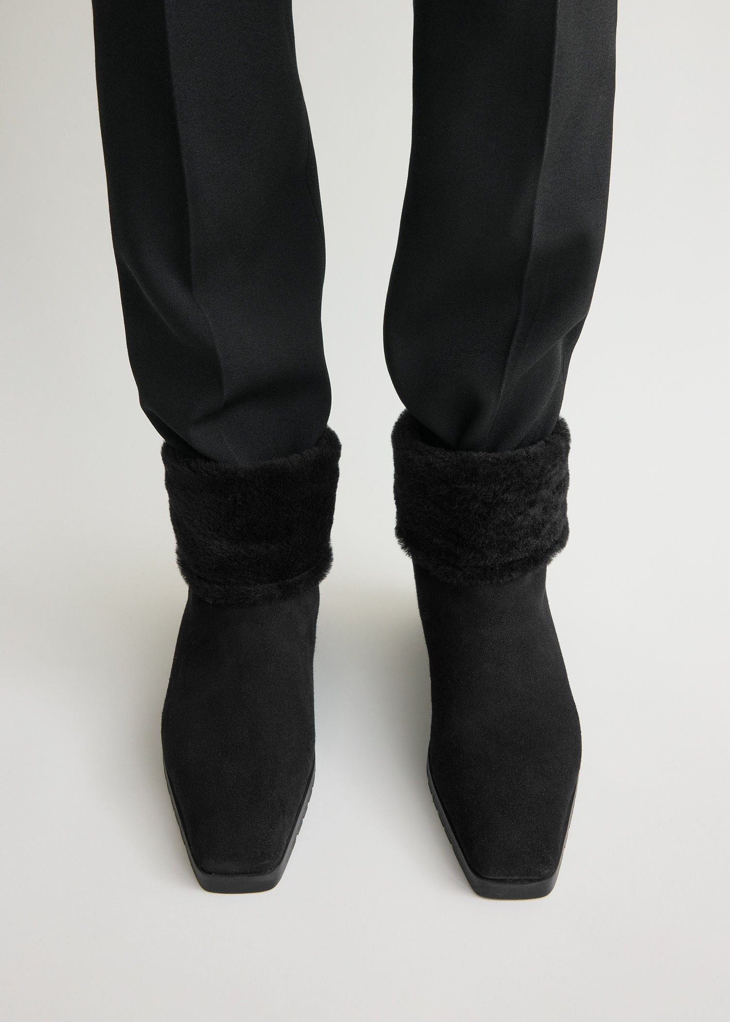 Fold-down shearling boots black - 2