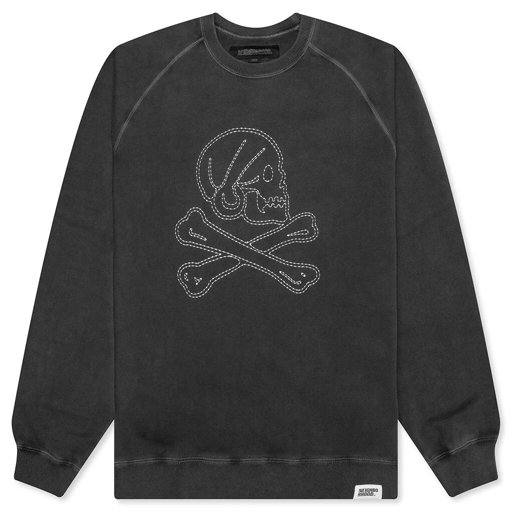 PIGMENT DYED SWEAT SHIRT L/S - BLACK - 1
