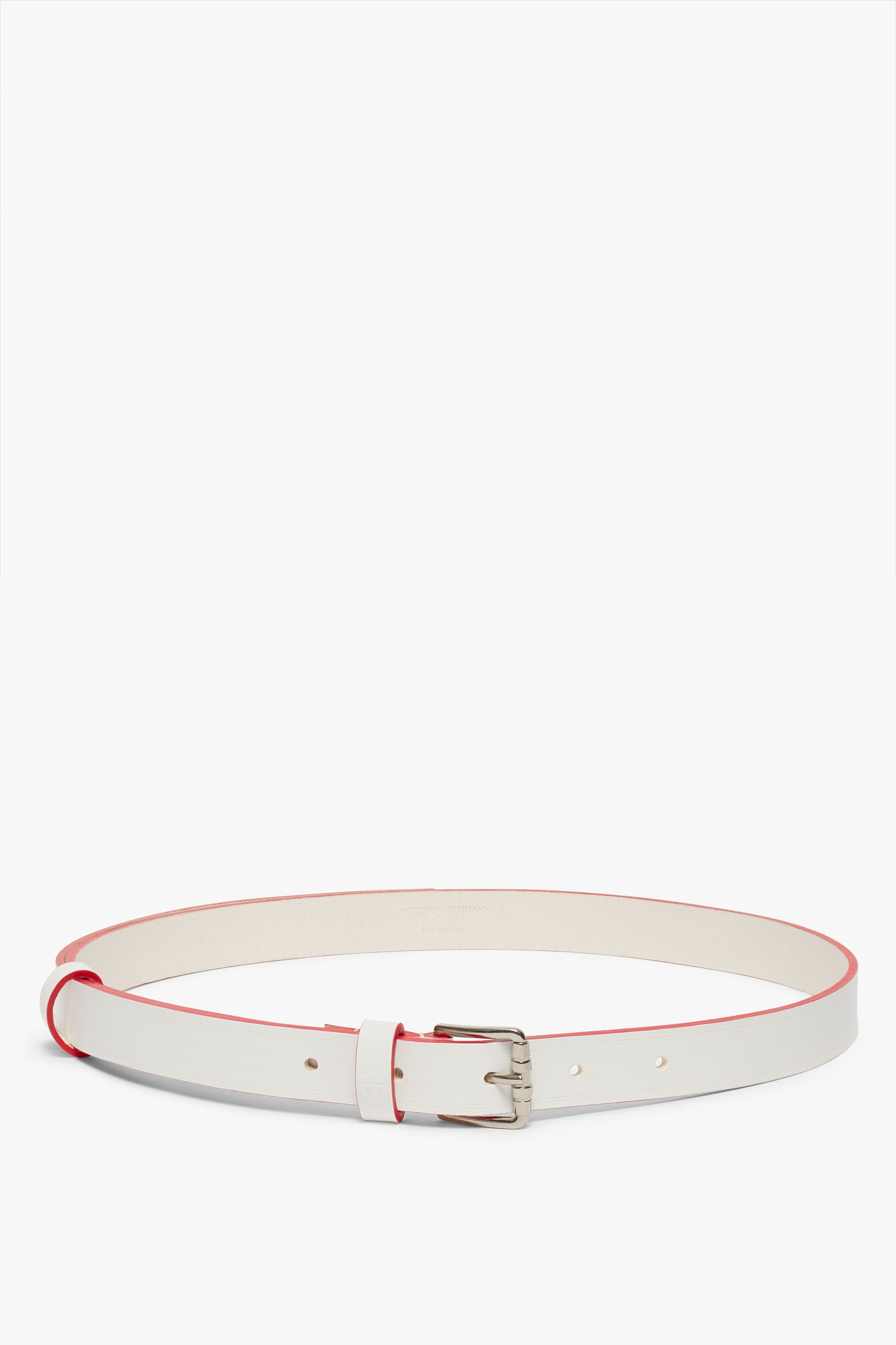 Thin Belt with Roller Buckle in White - 1