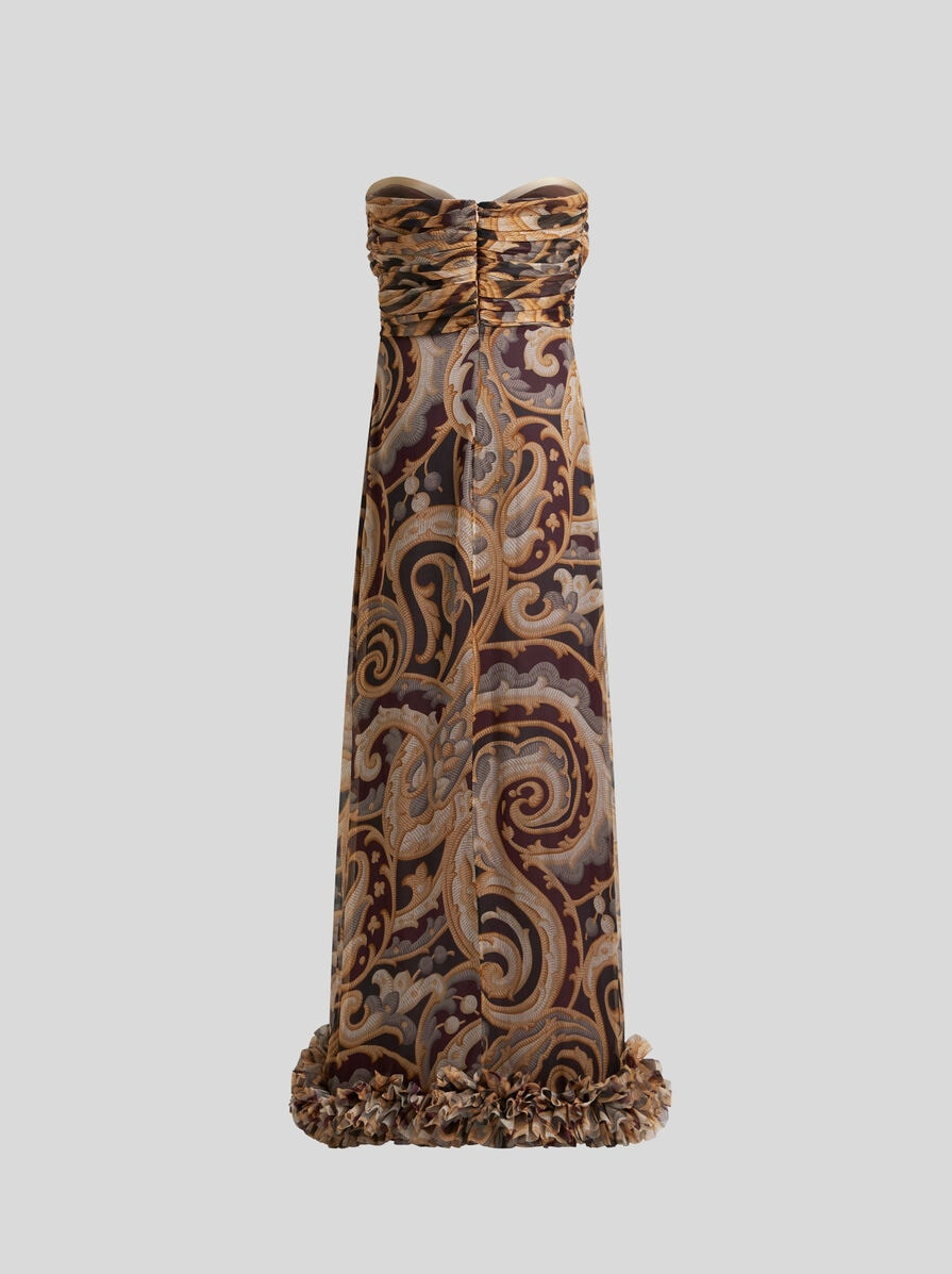 PRINTED SILK DRESS WITH RUCHING - 5