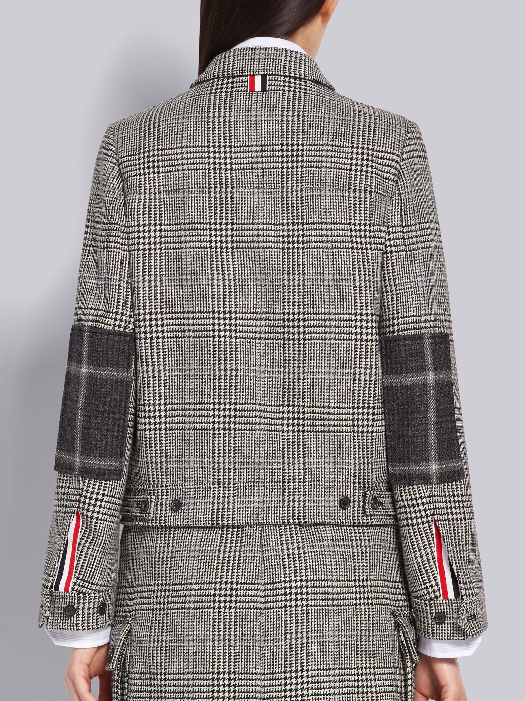 Black and White Prince of Wales Hunting Wool Tweed Unconstructed 4-Pocket Harrington Jacket - 9