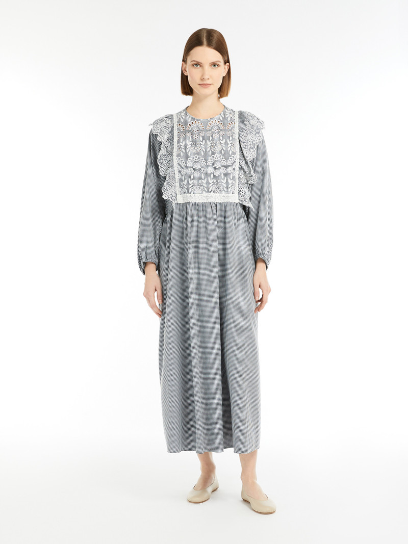 WEEKEND Max Mara ABITO Gingham cotton dress with broderie anglaise embroidery outlook