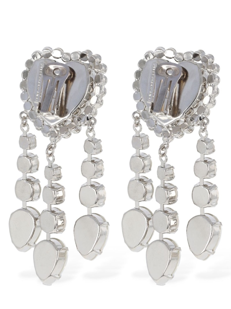 Heart earrings w/ crystal pendants - 4