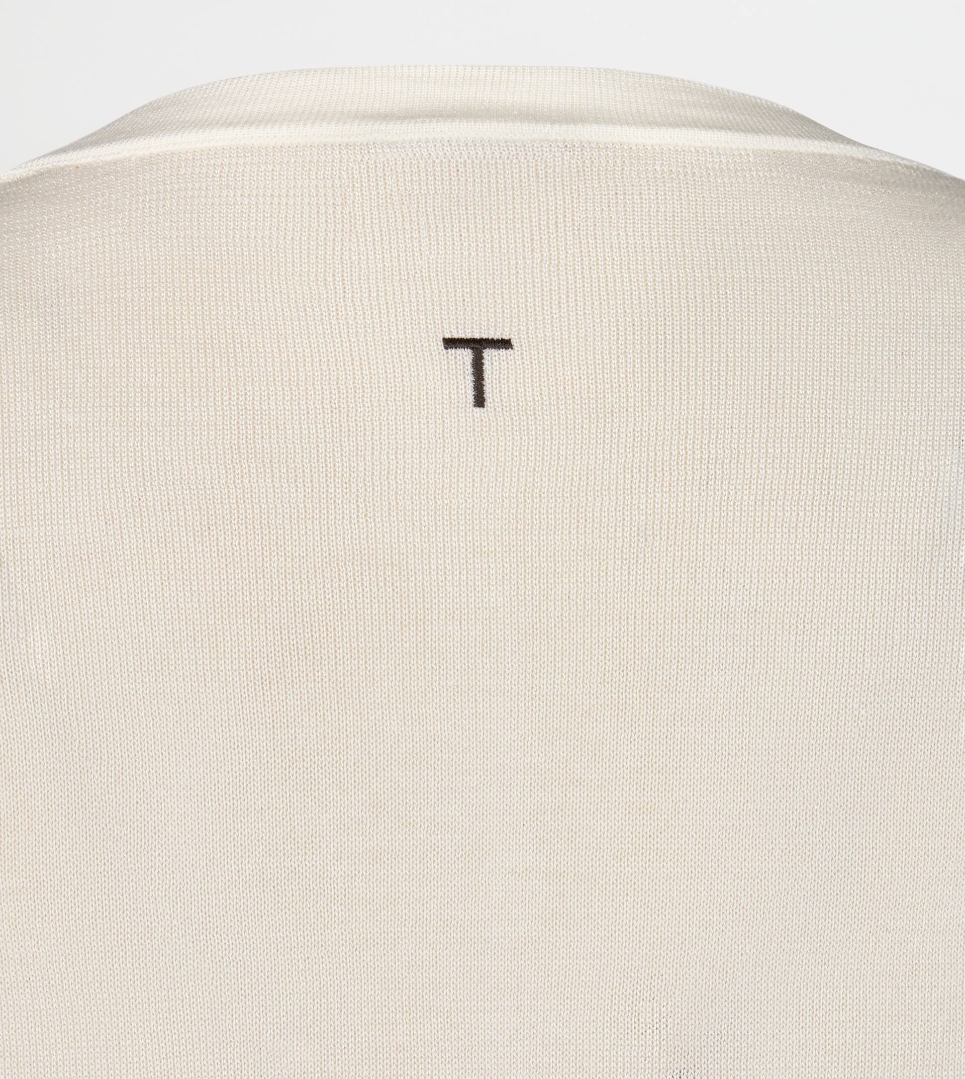 HALF-LENGTH SLEEVE SWEATER IN SILK - WHITE - 3