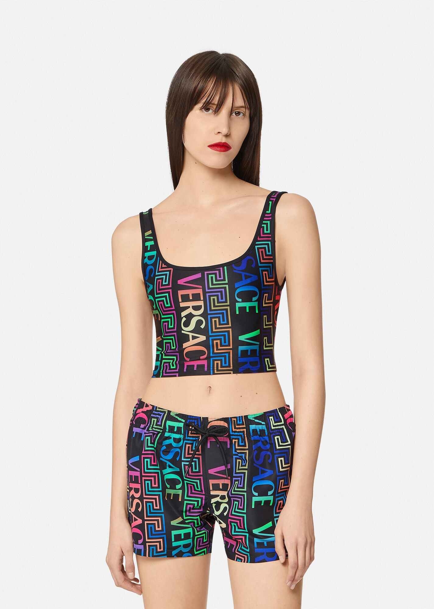 Greca Neon Print Bikini Top - 2