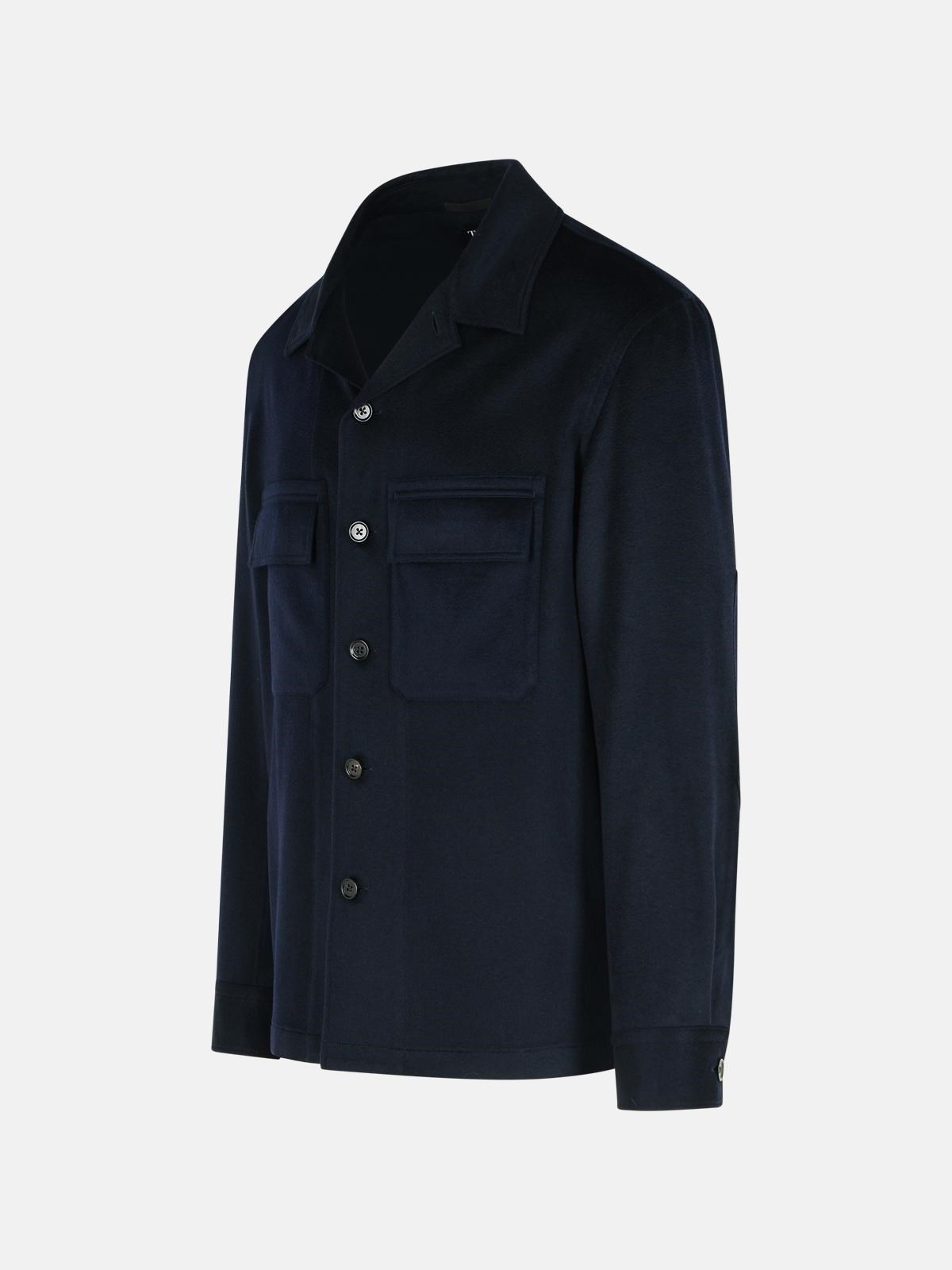 'OASI' NIGHT BLUE CASHMERE SHIRT - 2