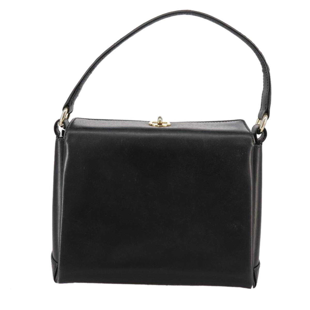 GUCCI Hand Bag Leather Black Gold - 3
