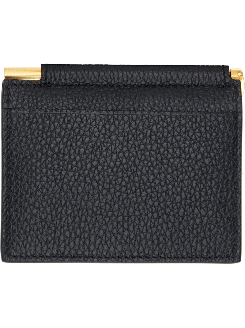 TOM FORD Black Soft Grain Leather Folding Money Clip Card Holder outlook