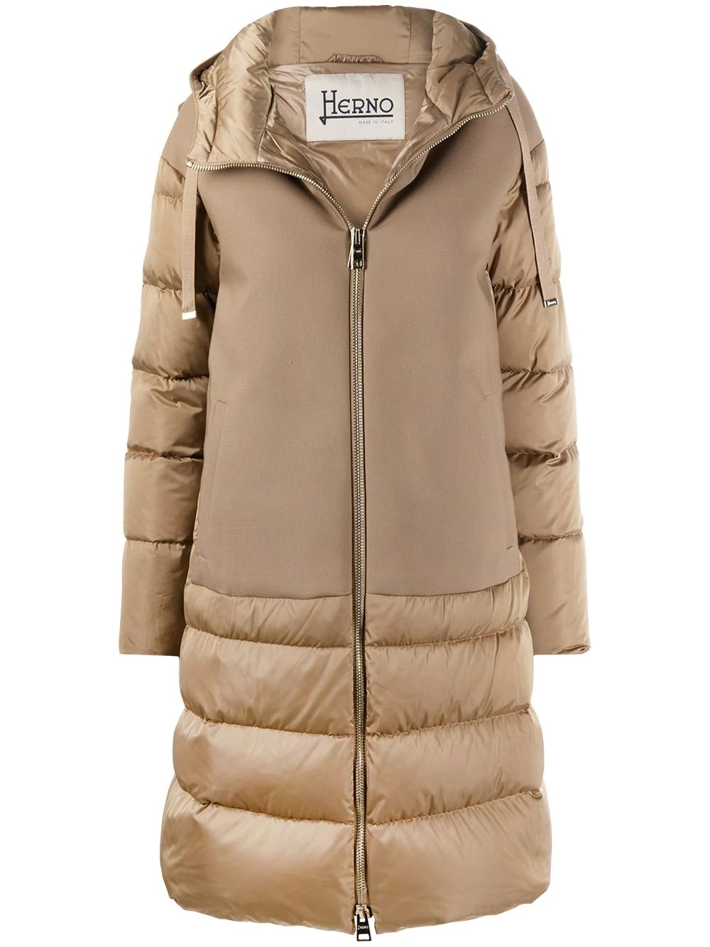 contrast panel padded coat - 1