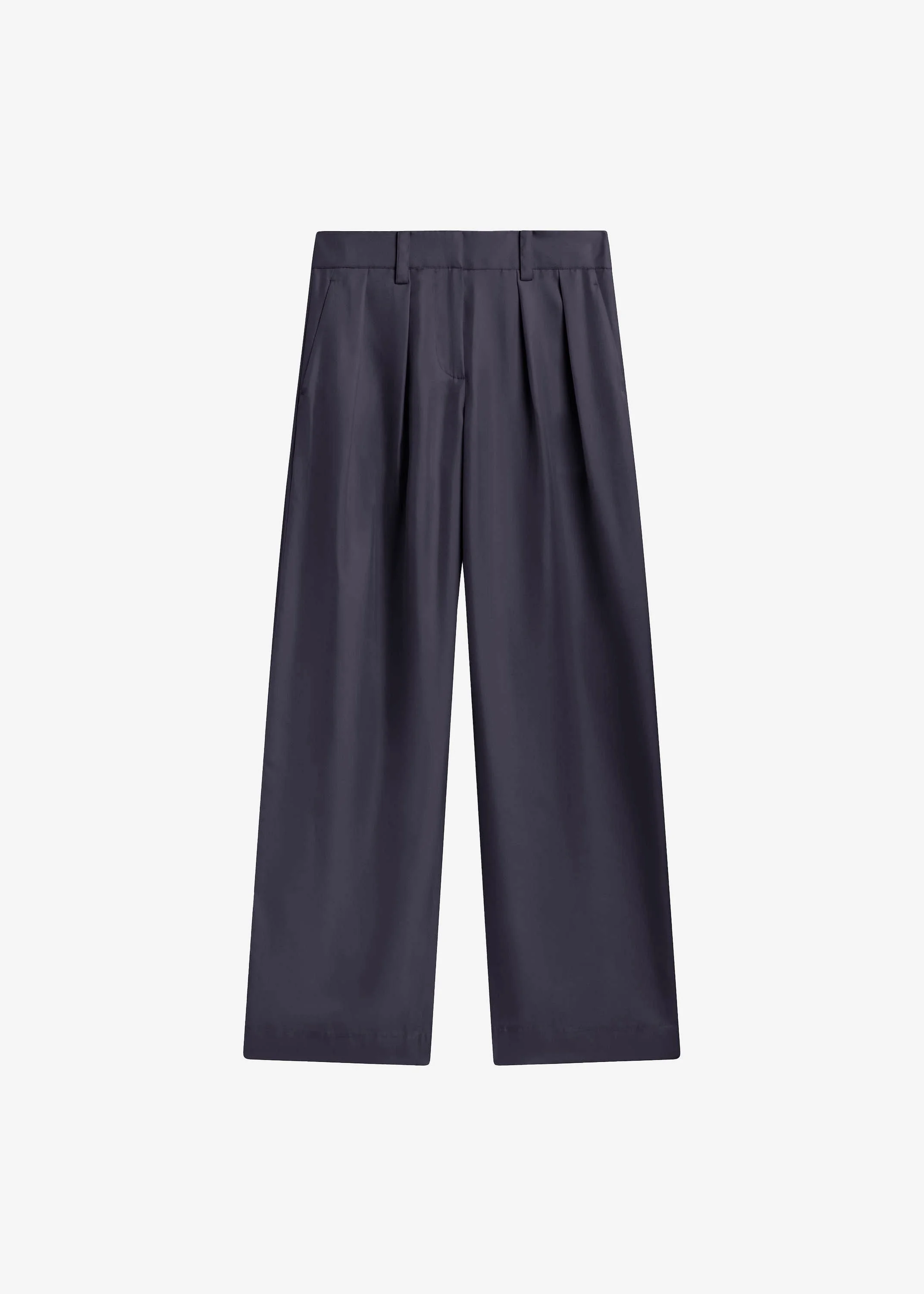 Marfa Pleated Silk Trousers - Storm Grey - 1