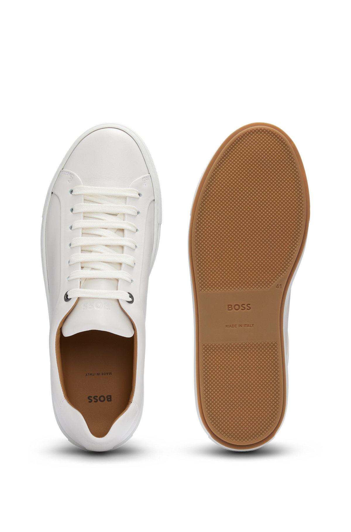 LEATHER CUPSOLE TRAINERS WITH LOGO DETAILS CRAFTED IN ITALY - 4