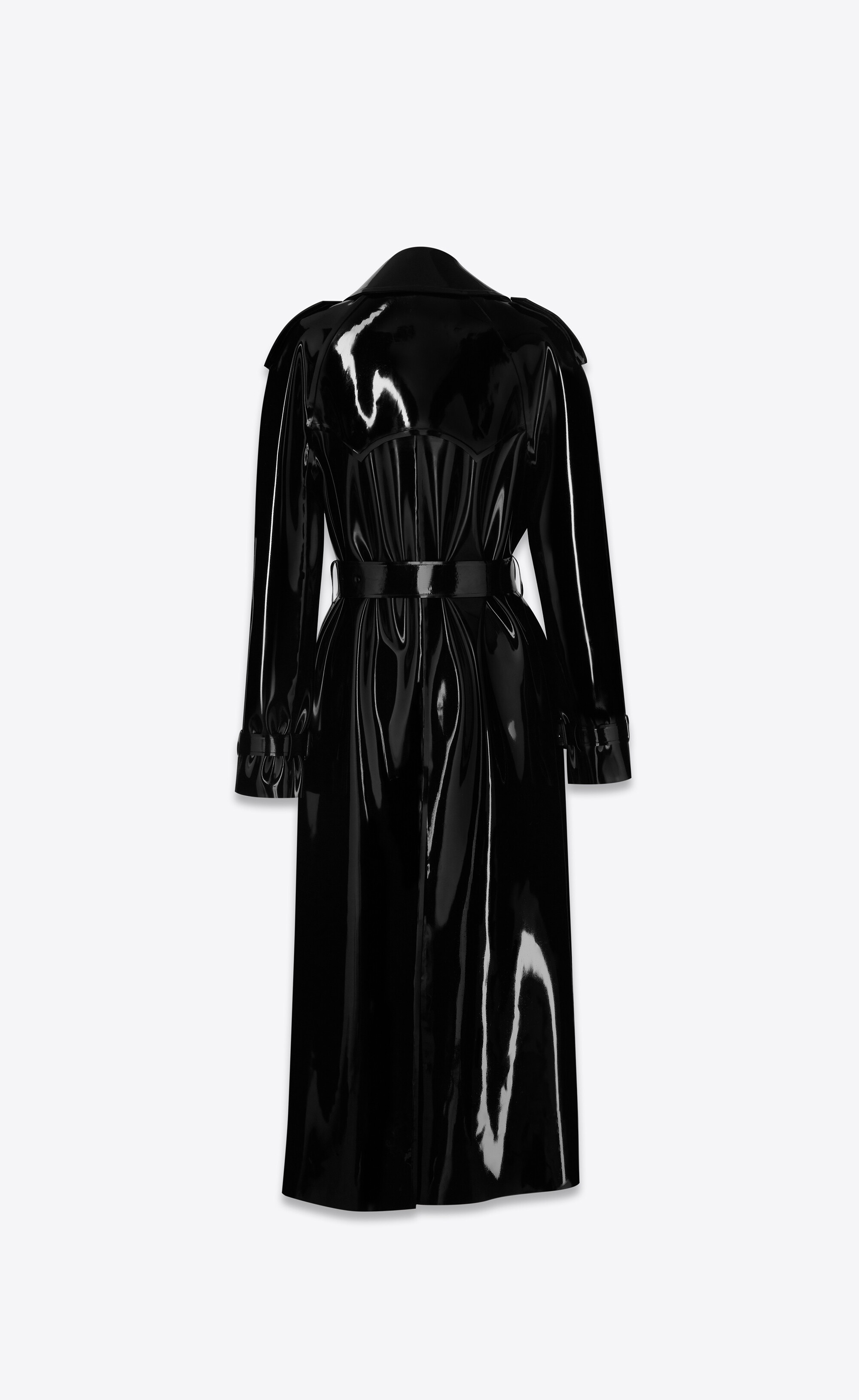 long trench coat in latex - 3