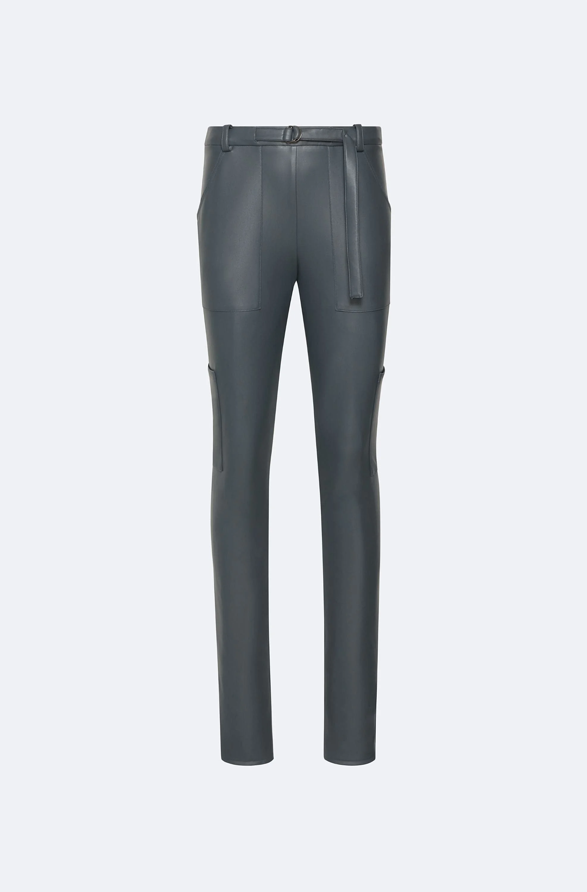 Stretch Faux Leather Split Hem Legging - 1