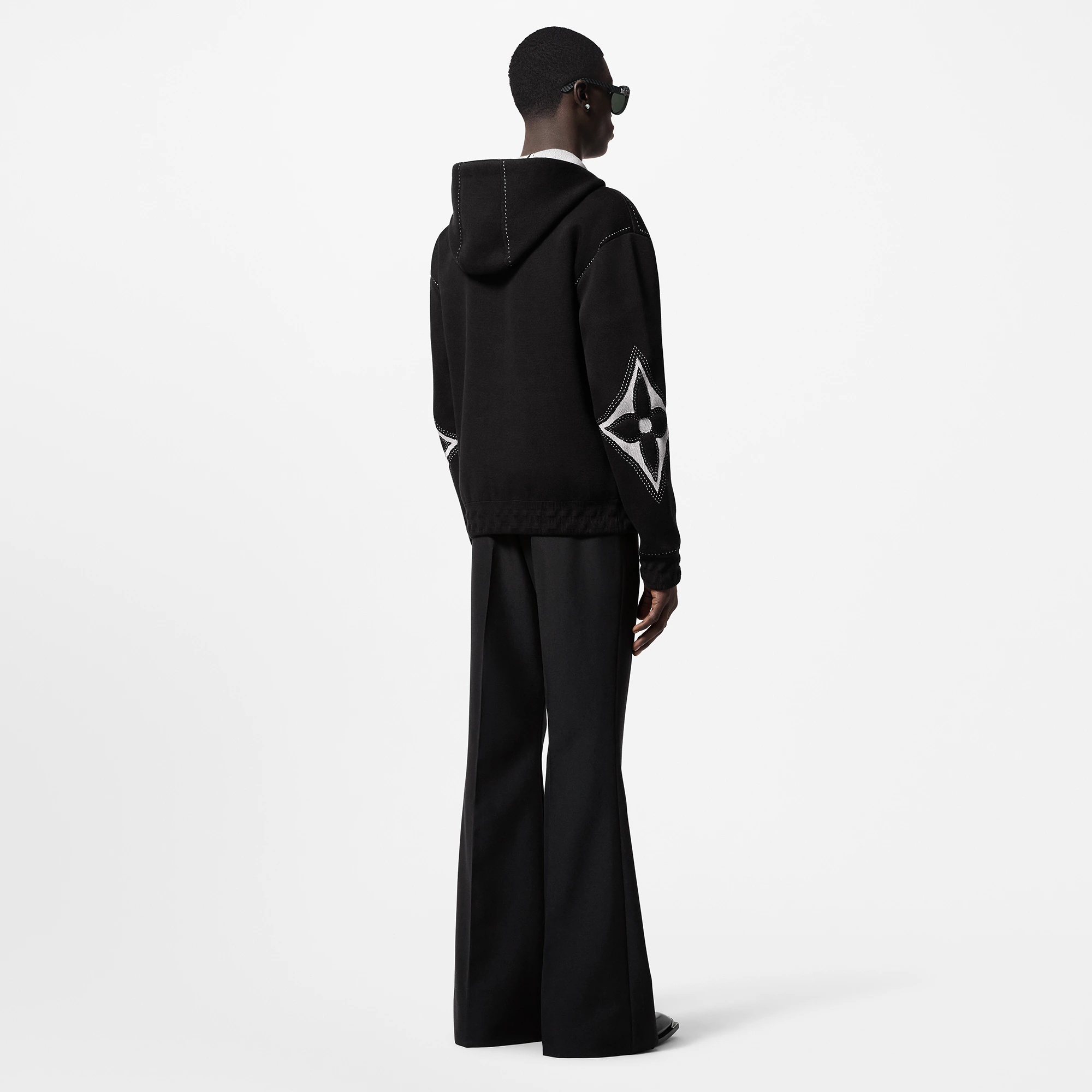 Graphic Intarsia Zipped Cotton Hoodie - 3