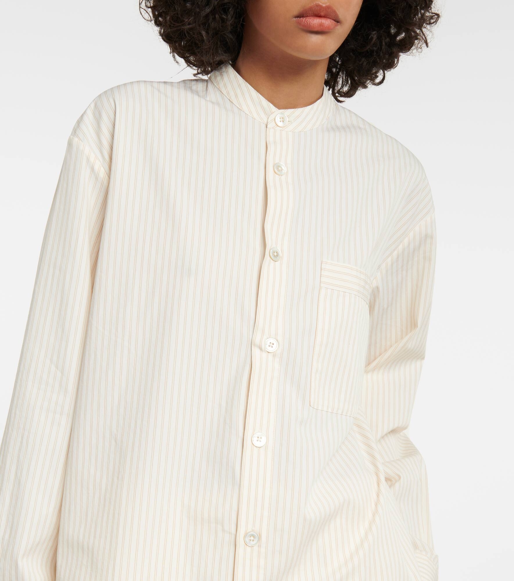 x Tekla striped cotton pajama shirt - 4