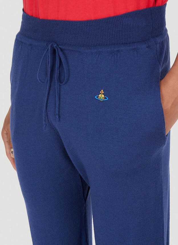 Logo Patch Knitted Track Pants in Blue - 5