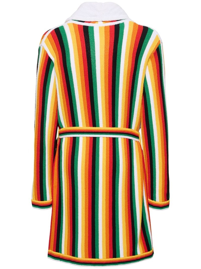 Striped cotton blend toweling bathrobe - 3