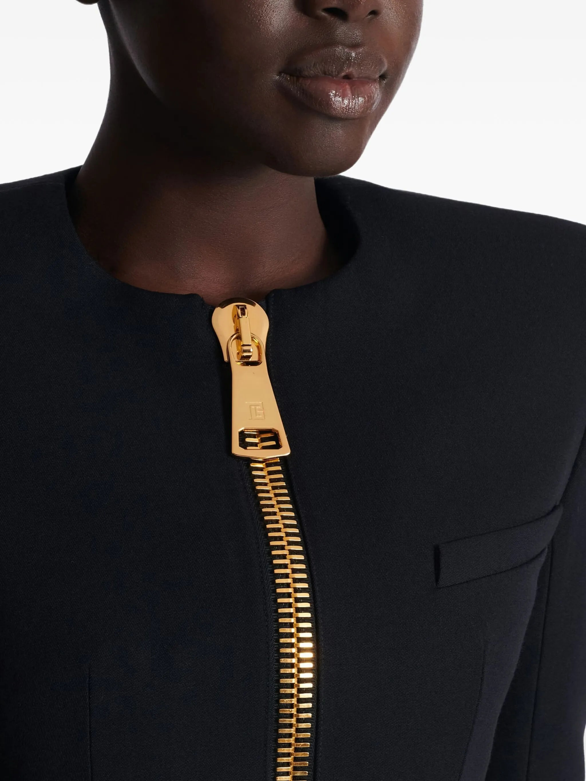 padded-shoulder zip-front jacket - 5