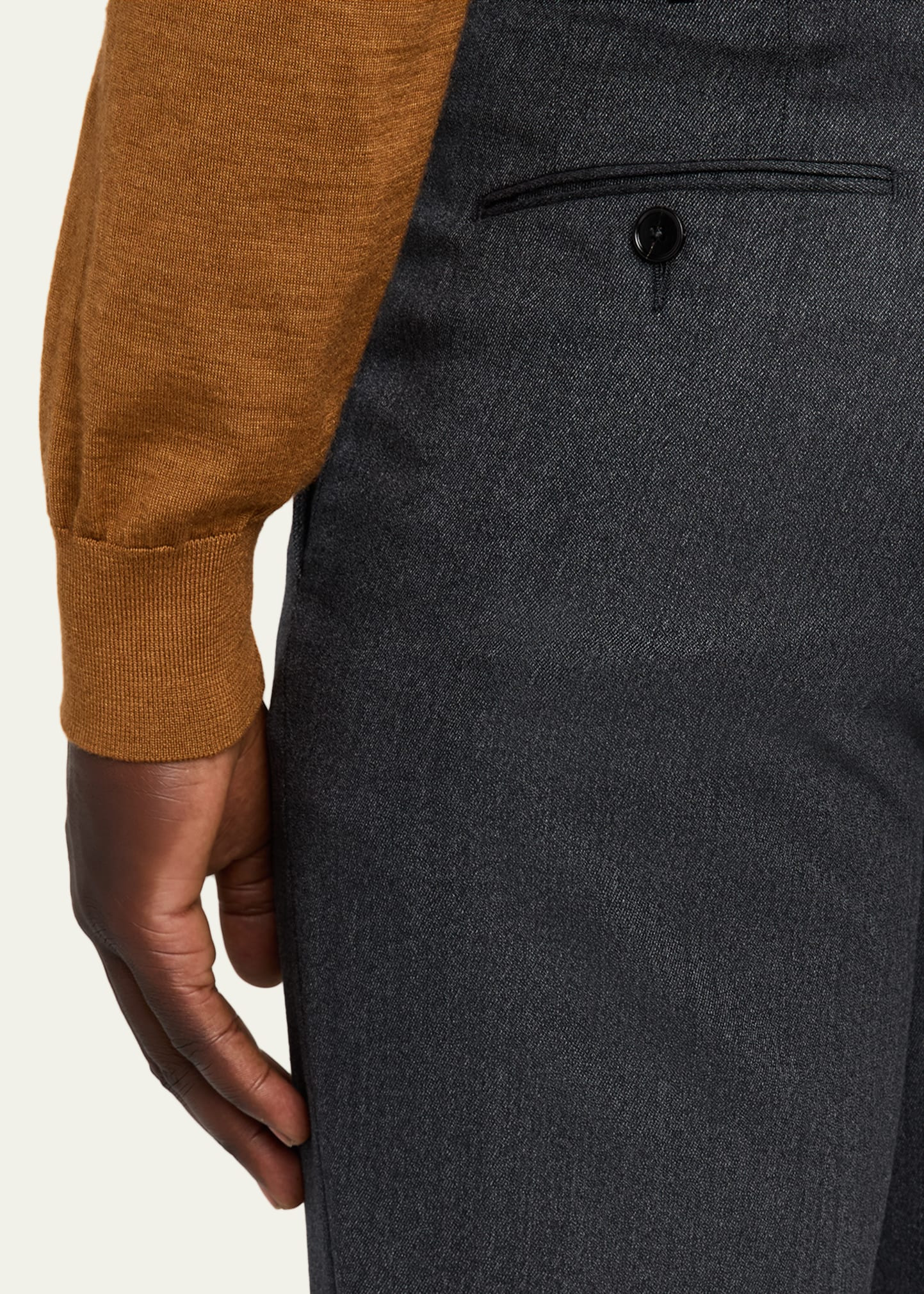 Men's Trofeo Wool Straight Fit Flat-Front Pants - 5
