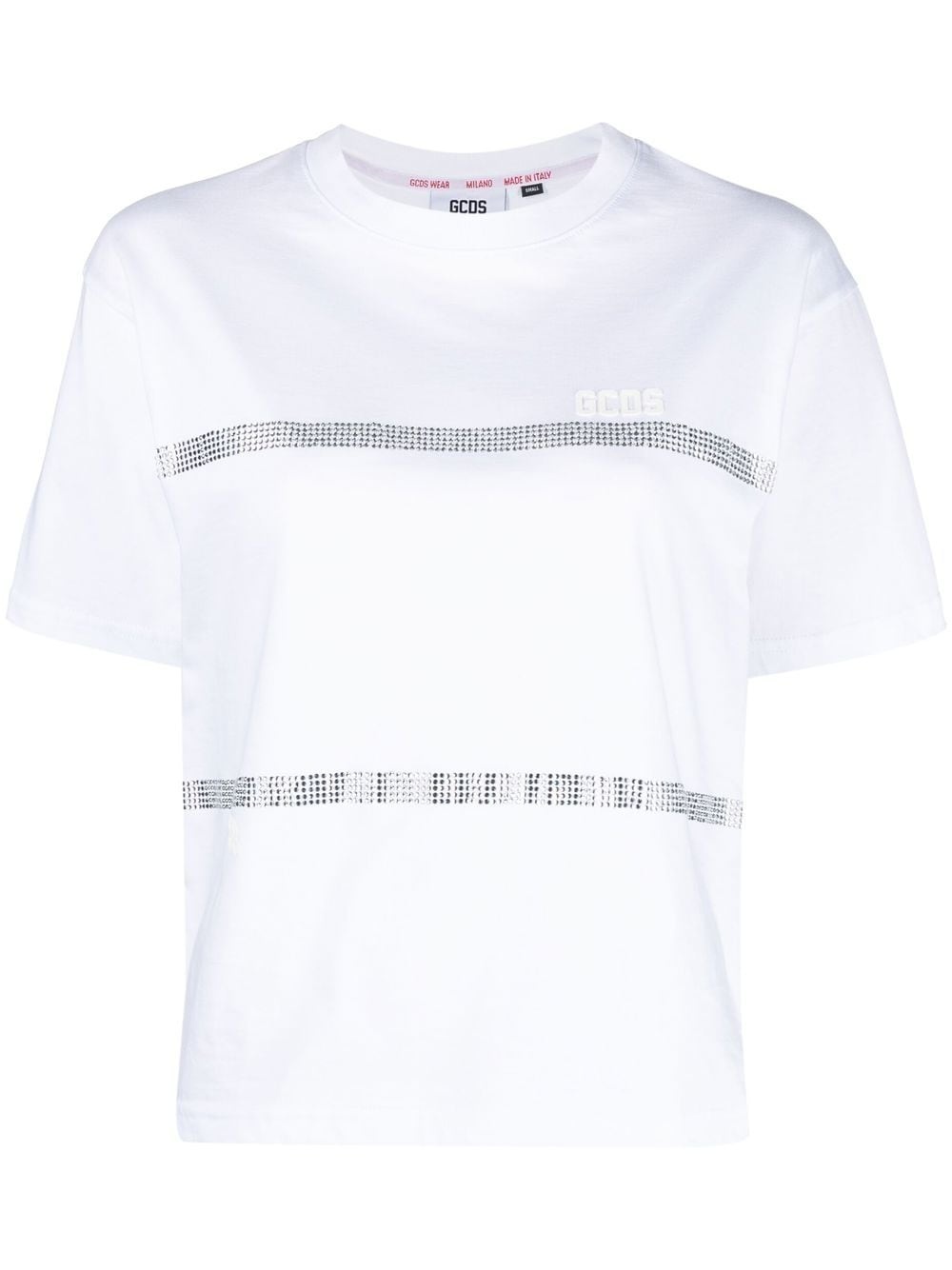 rhinestone-striped T-shirt - 1