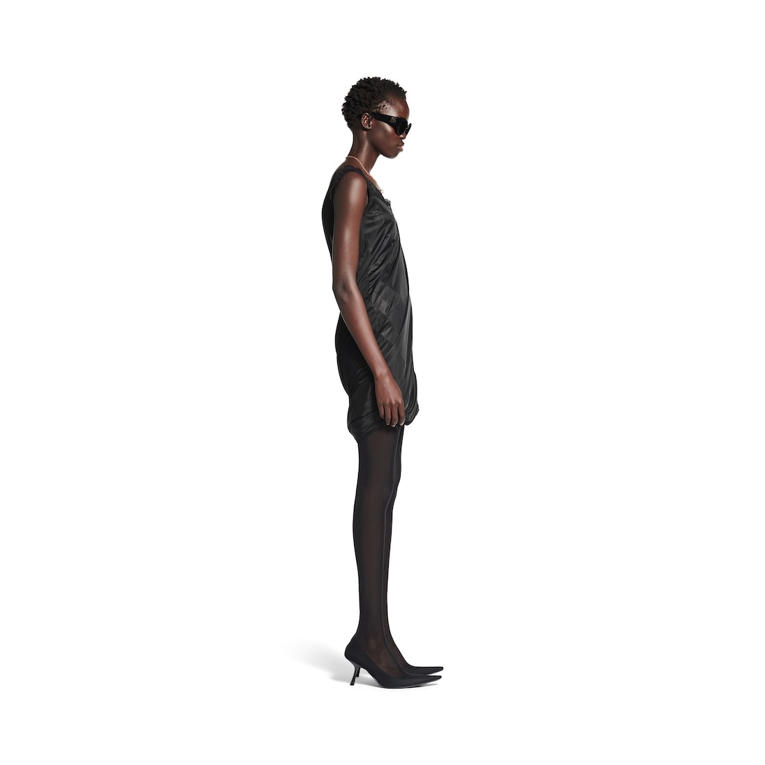 Women's Twisted Slip Dress in Black - 3