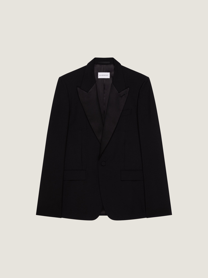 FITTED SUIT-JACKET IN WOOL MOHAIR WITH SATIN COLLAR 1