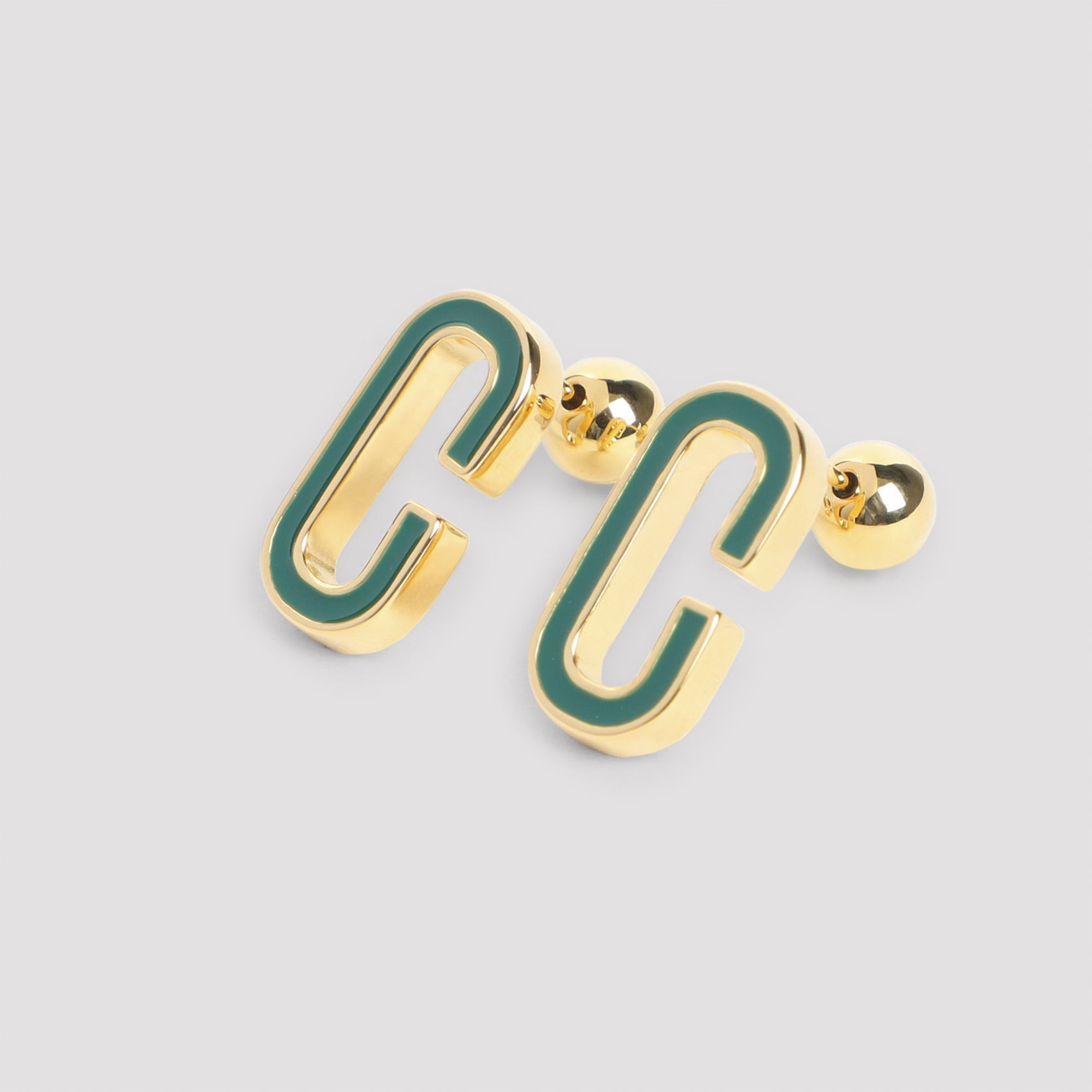 Casablanca Enamel C Link Stud Earrings Men - 2