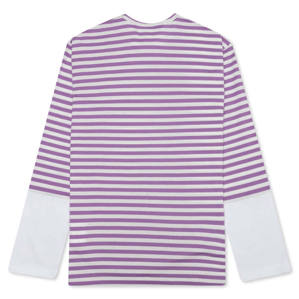 COMME DES GARCONS PLAY STRIPE WHITE T-SHIRT - PURPLE - 2