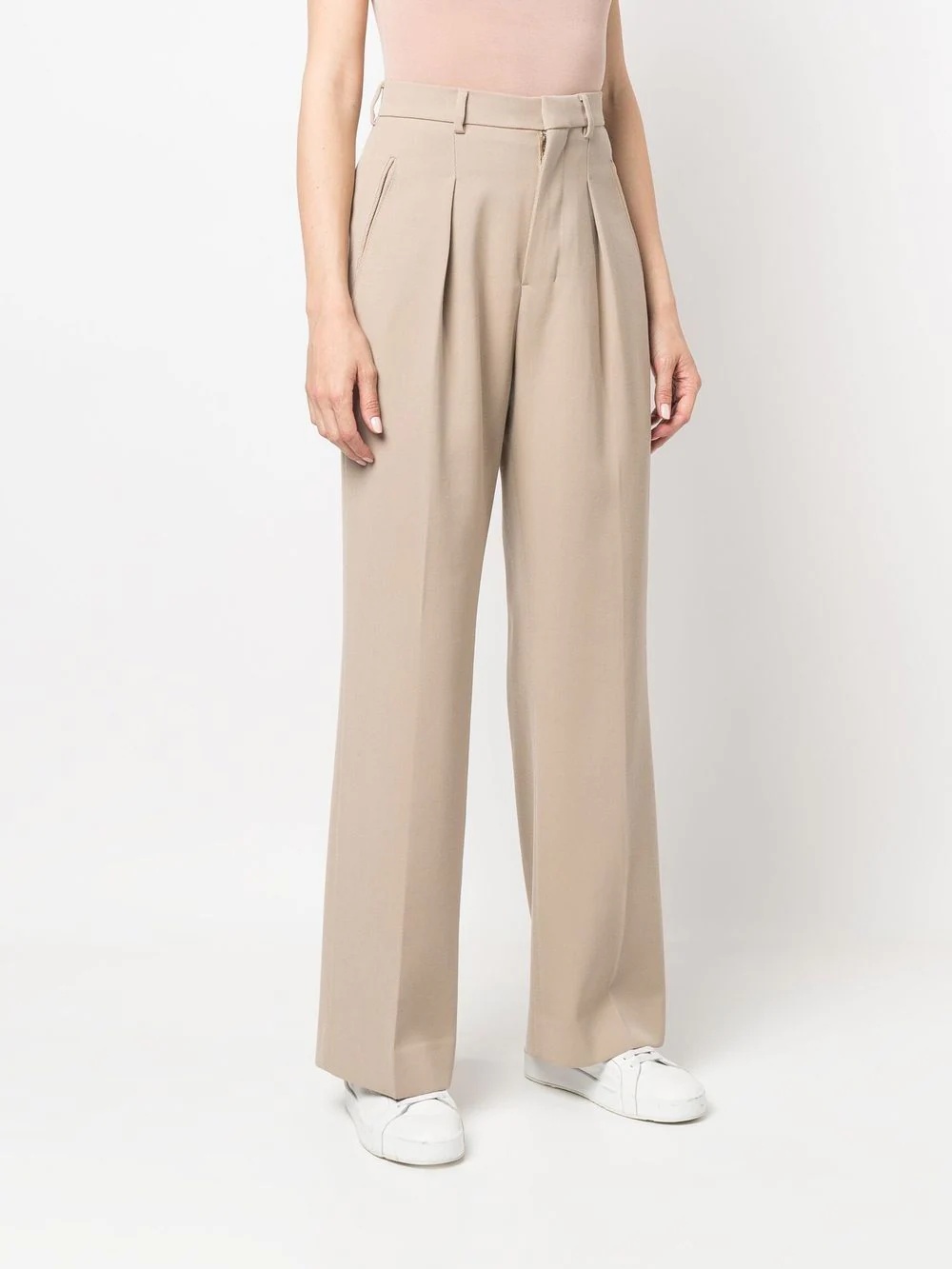 high-waisted flared wool trousers - 6