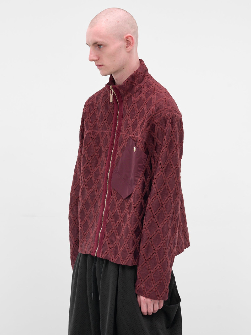 Red Diamond Knit Zip Jacket 2