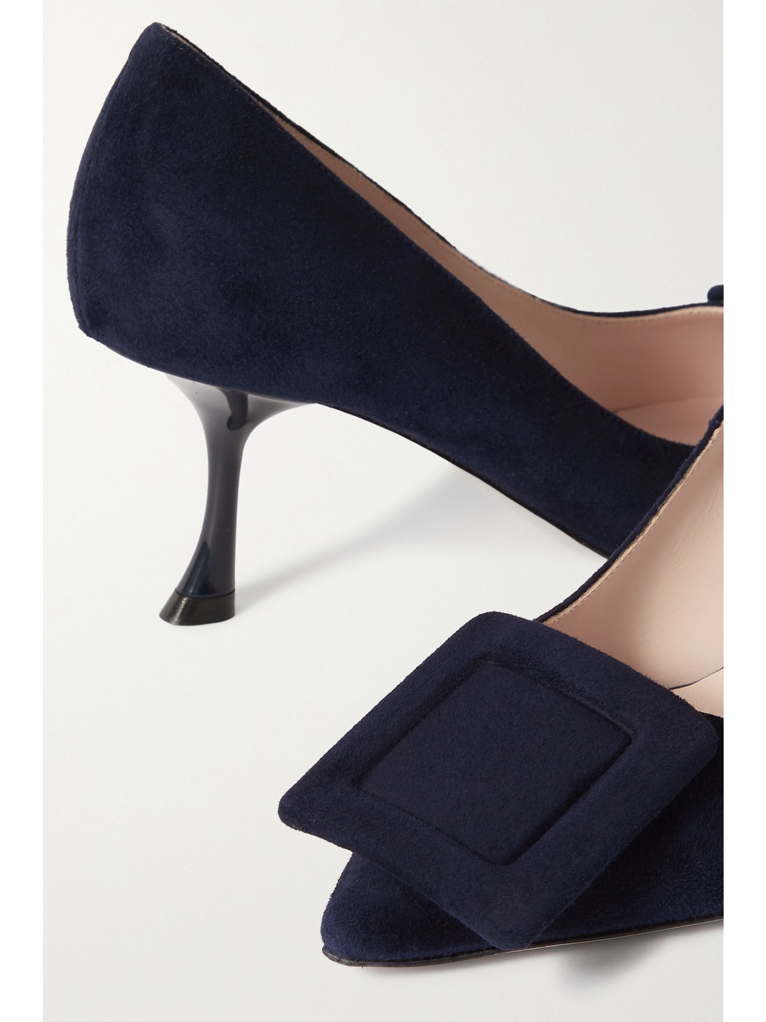 Viv' In The City 65 buckled suede pumps Navy - 4