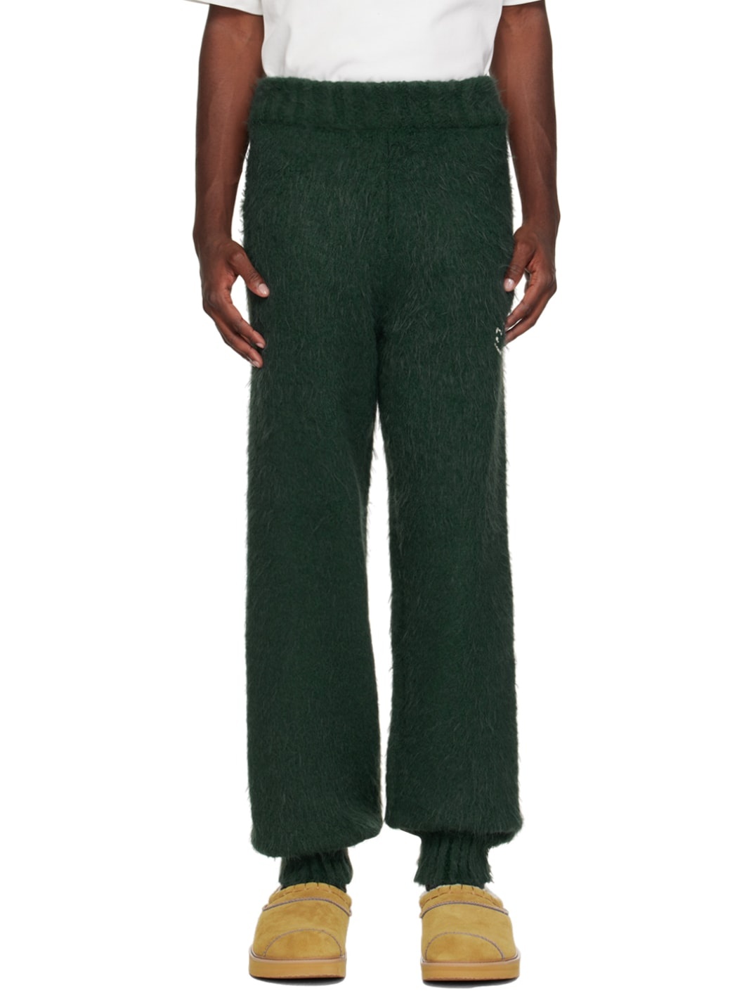 Green Embroidered Sweatpants - 1