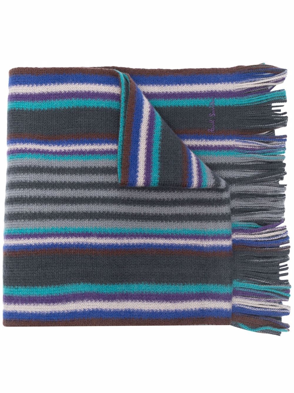 bright stripe print wool scarf - 1