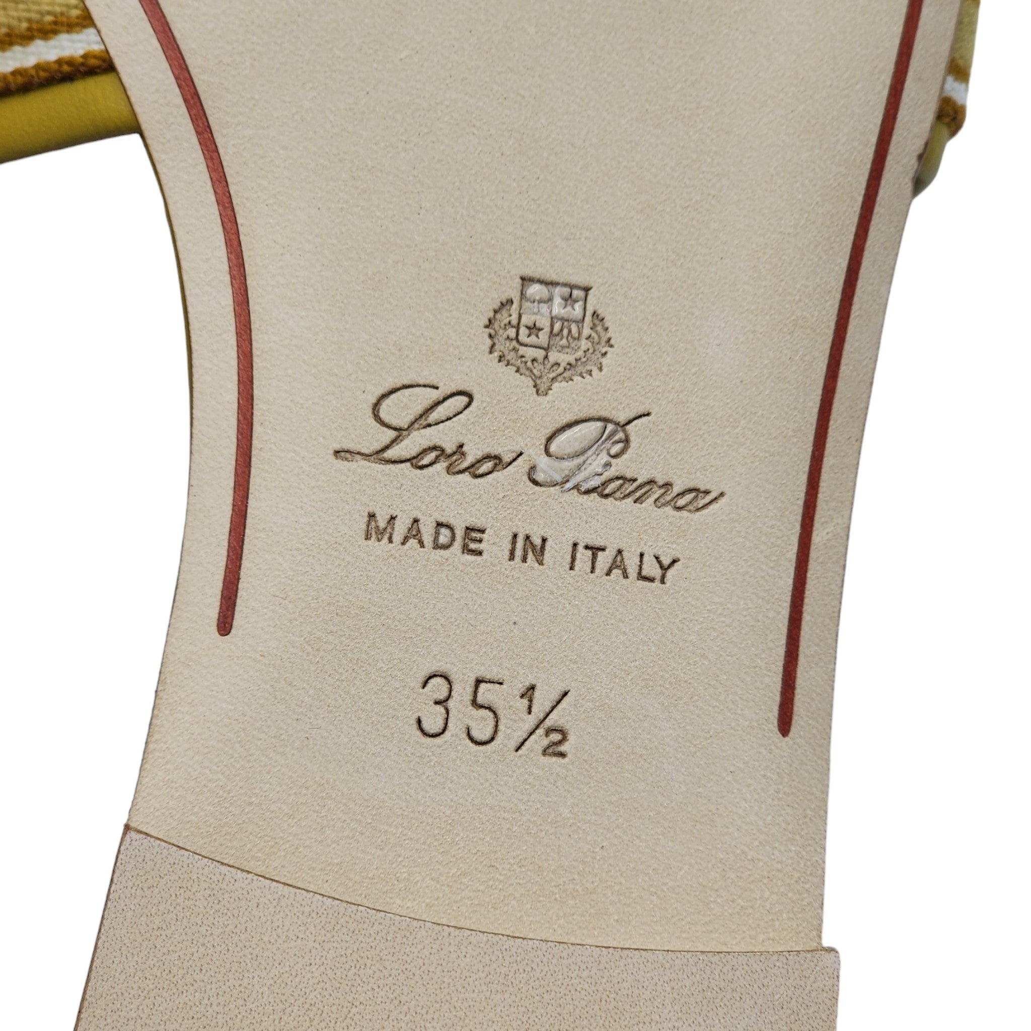 Loro Piana The Suitcase Stripe Flat Sandals in Yellow - 7