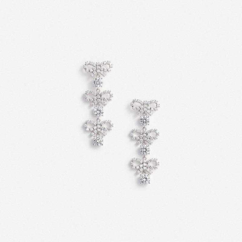 Micro Bow Crystal Tiered Earrings - 1