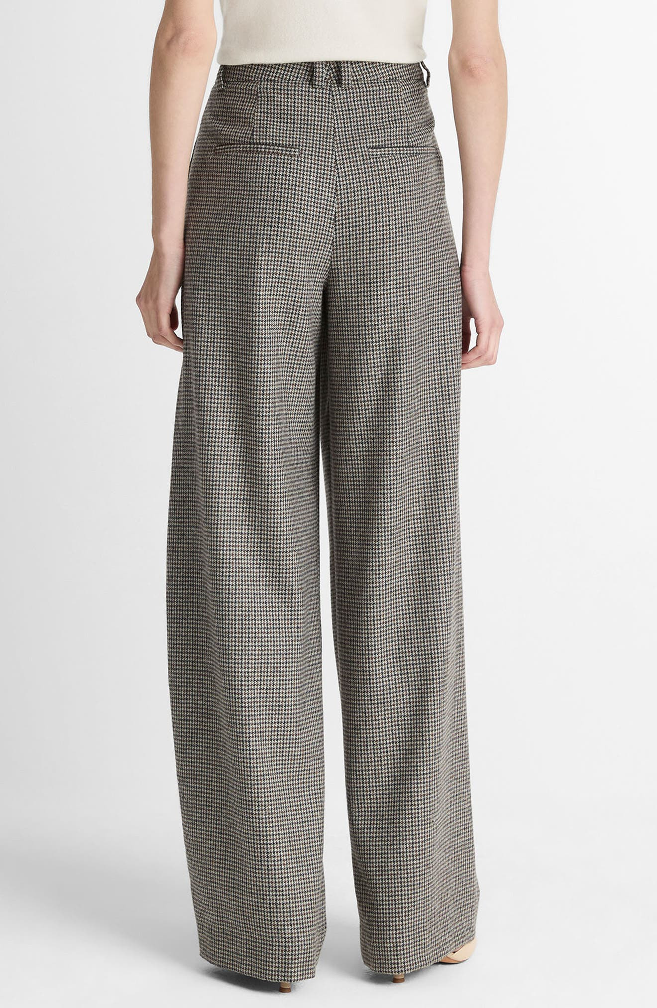 Vince Wool Blend Houndstooth High Rise Trousers in Cacao Houndstooth at Nordstrom - 2