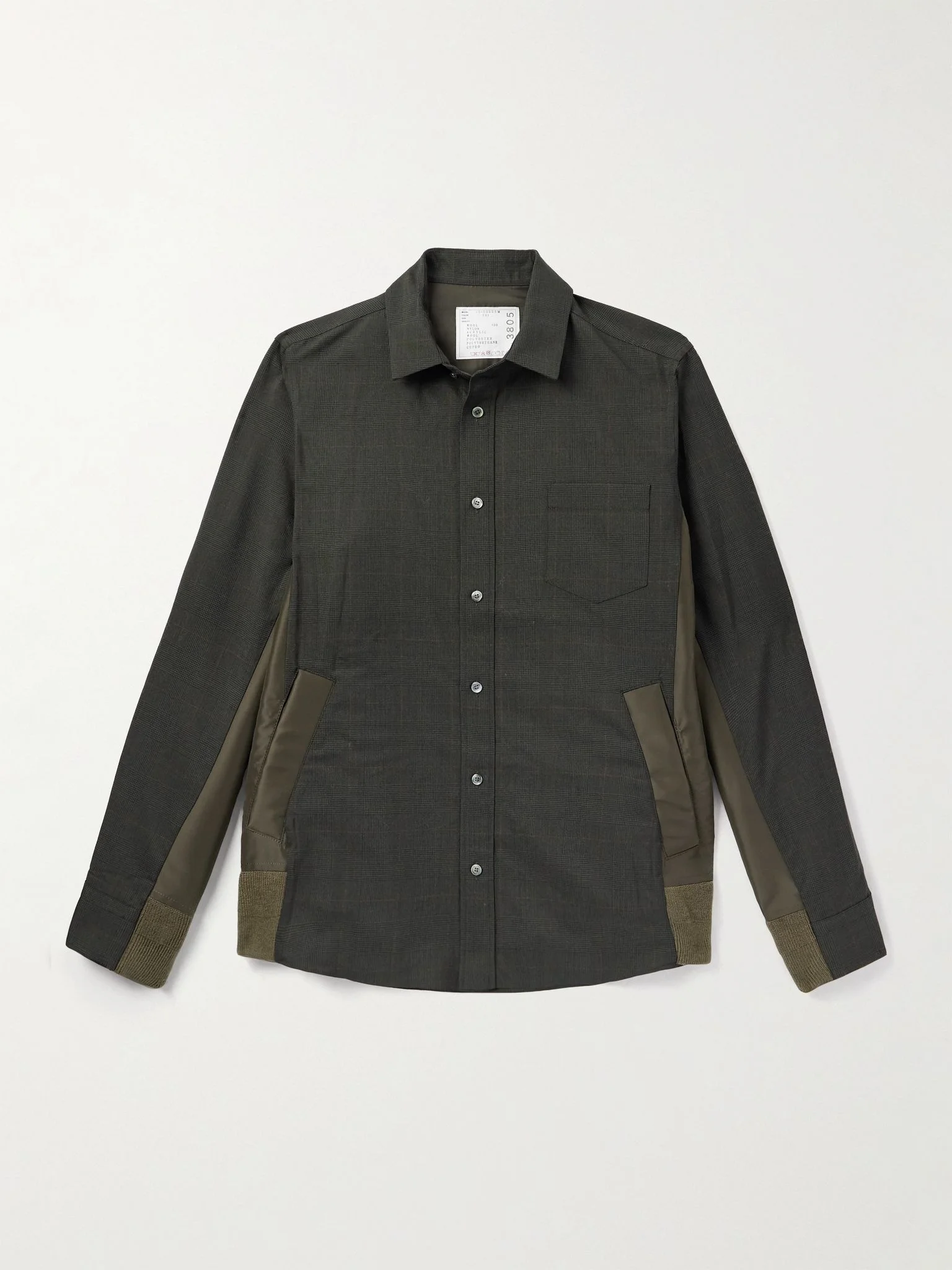 Shell-Trimmed Prince of Wales Checked Wool Shirt Brown - 1