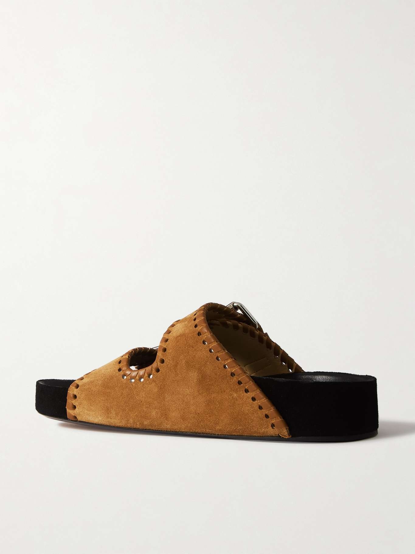 Lennyo leather-trimmed suede slides - 3