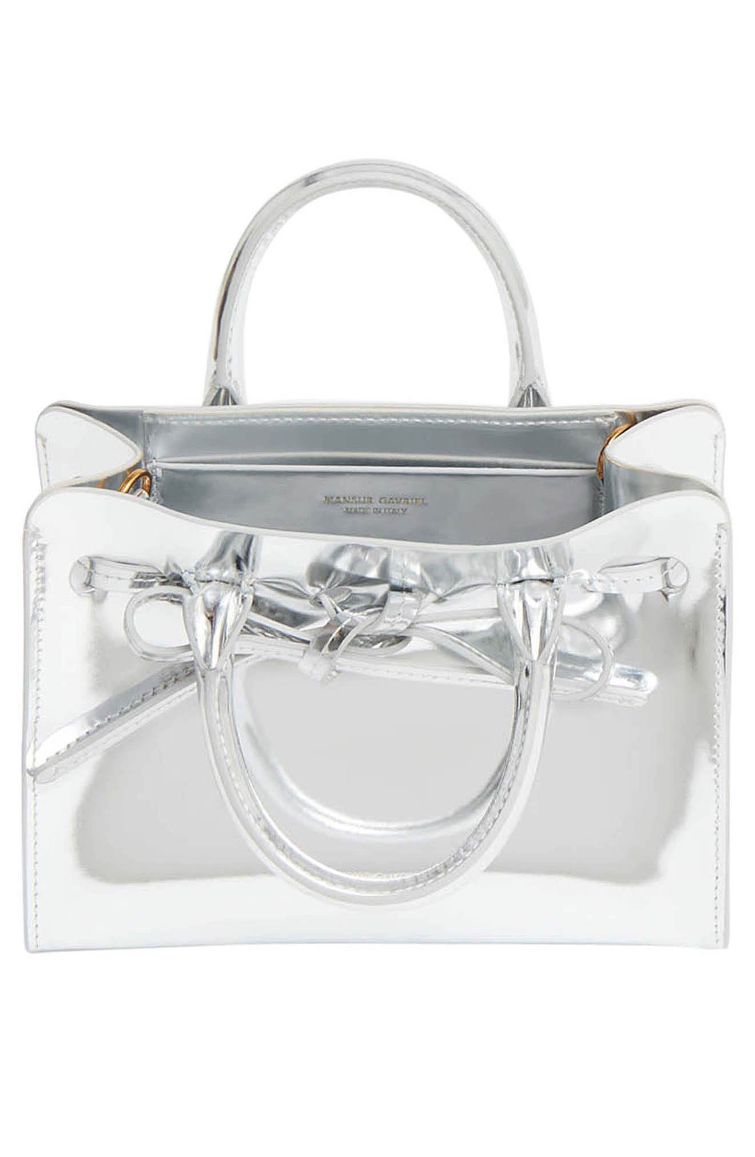 Mansur Gavriel Mini Sun Metallic Leather Tote in Silver at Nordstrom - 6