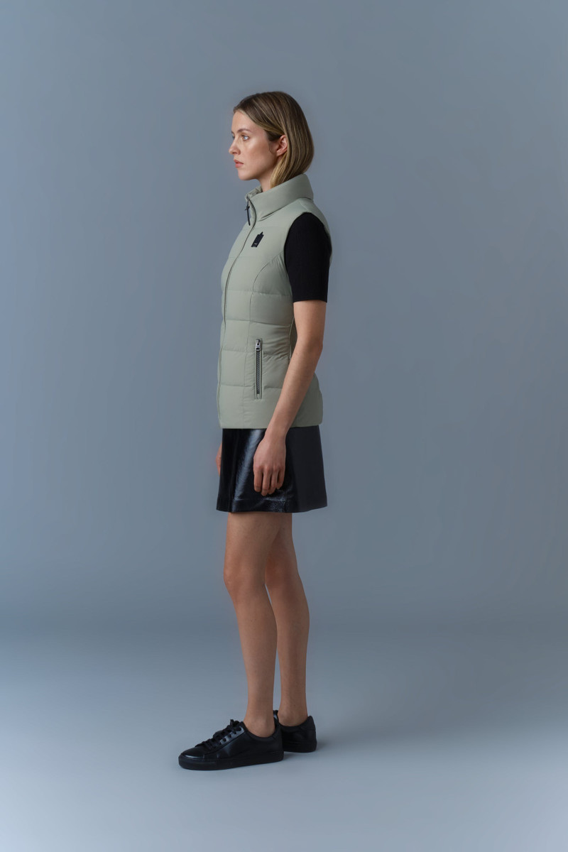 GISELA Stretch light down vest with stand collar 3