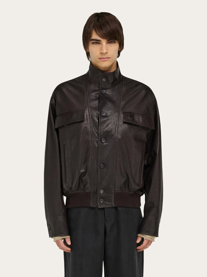 FERRAGAMO Grainy leather blouson outlook