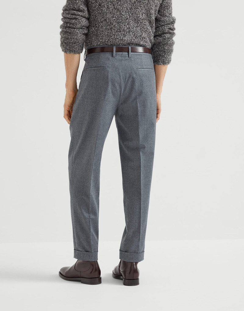 Brunello Cucinelli Virgin wool flannel leisure fit trousers with double pleats outlook