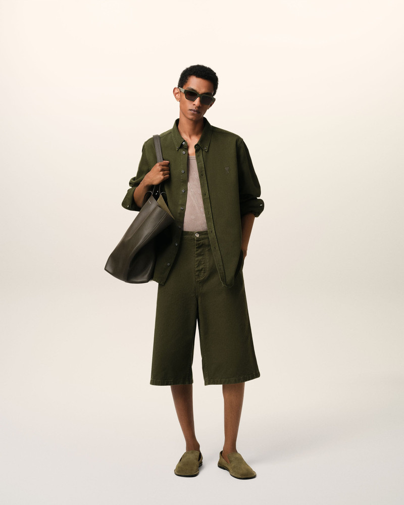 AMI Paris GREEN COTTON BUTTON-DOWN AMI DE COEUR SHIRT outlook