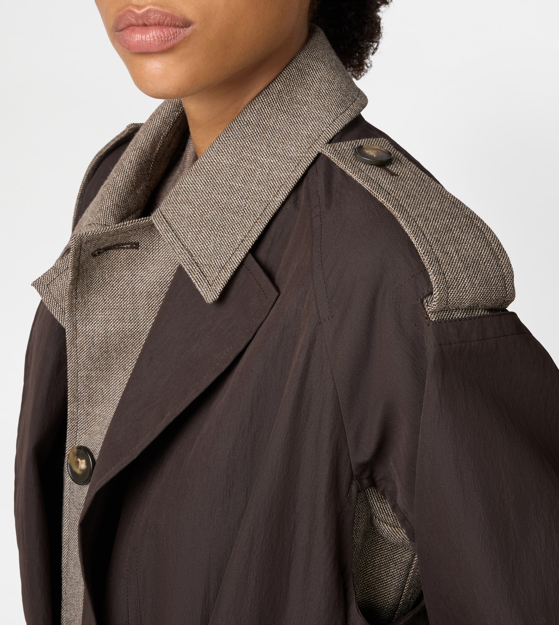 2-IN-1 TRENCH COAT IN TECHNICAL COTTON AND WOOL - BROWN - 7