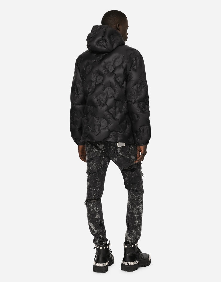 Hooded quilted nylon jacket with DG logo - 2