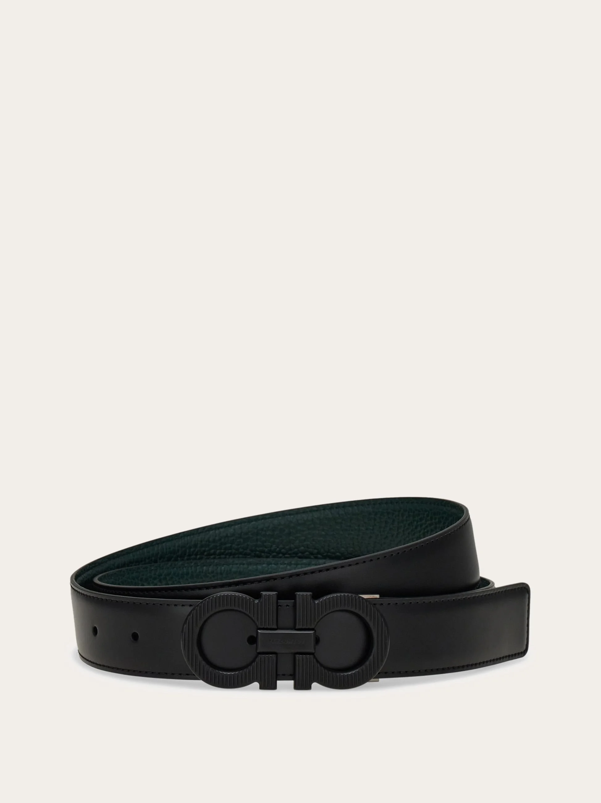 Reversible and adjustable knurled Gancini belt - 1