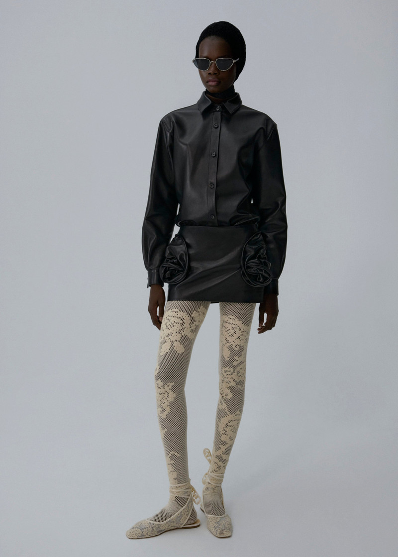 MAGDA BUTRYM Rose hip mini skirt in black leather outlook