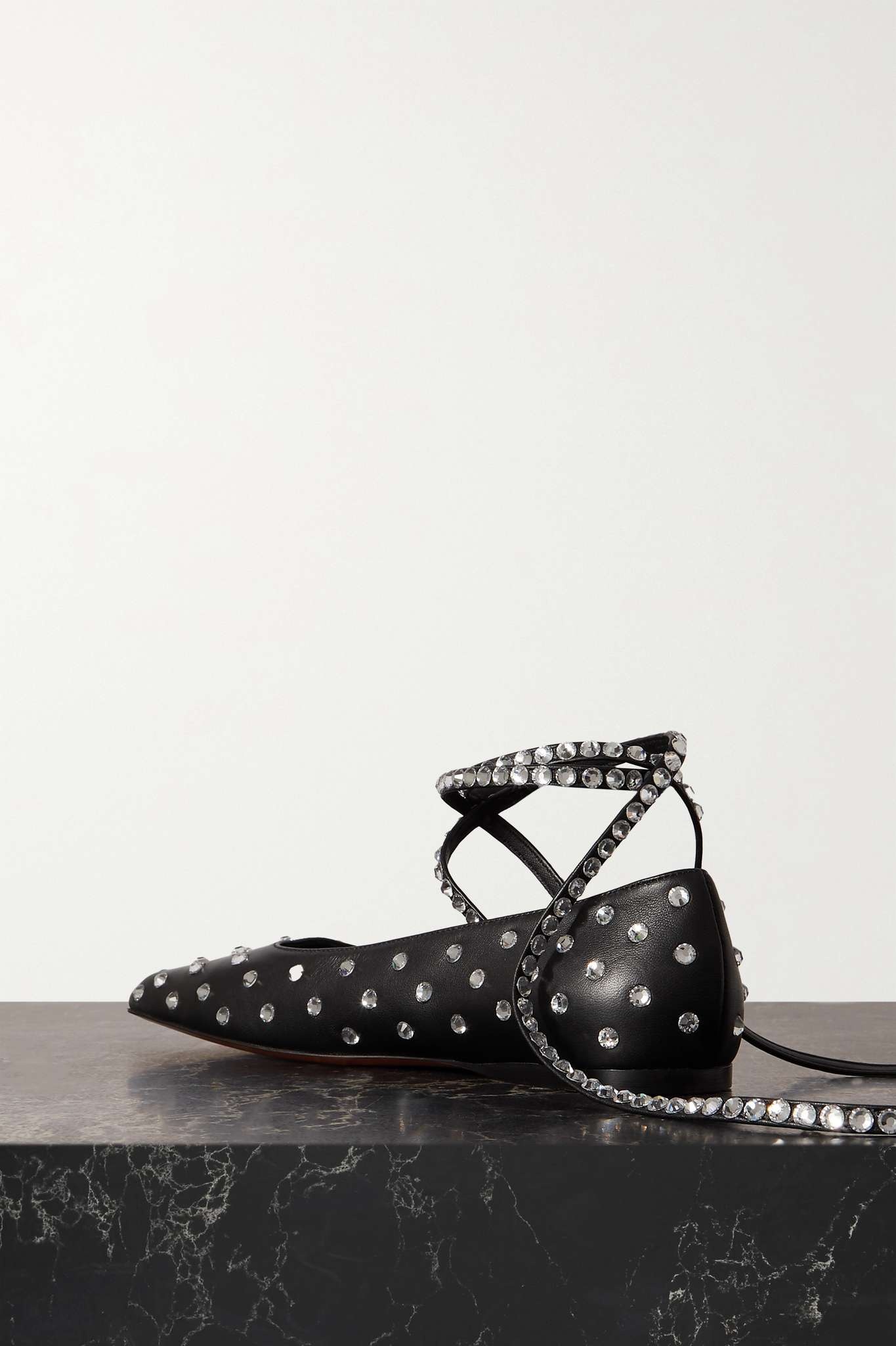 Ane crystal-embellished leather ballet flats - 3