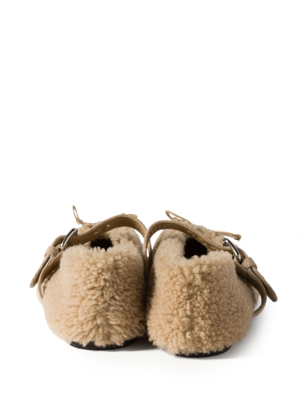 buckle-strap shearling ballerinas - 3