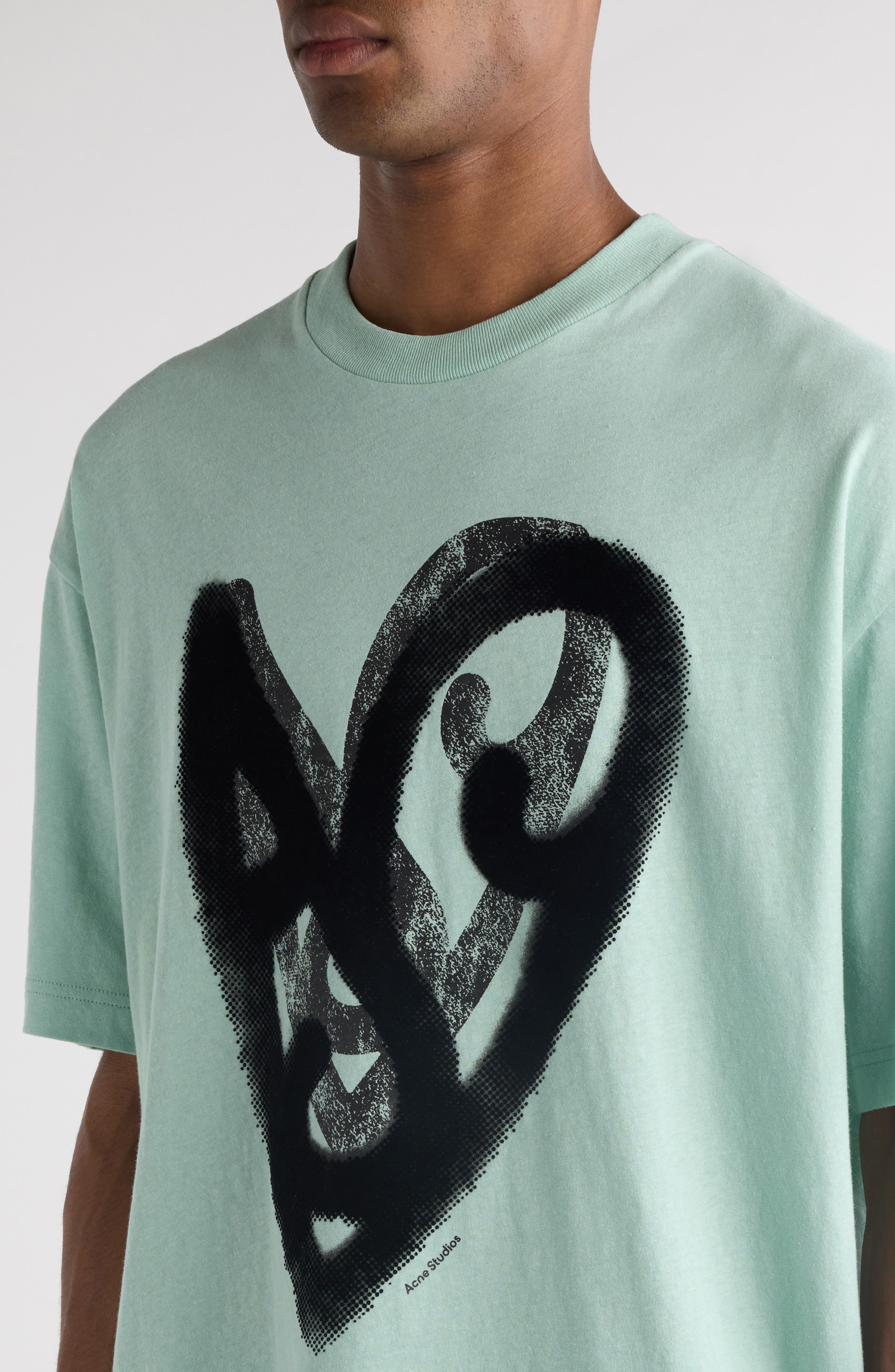 Acne Studios Heart Logo Cotton & Hemp Graphic T-Shirt in Sea Foam Green at Nordstrom - 5
